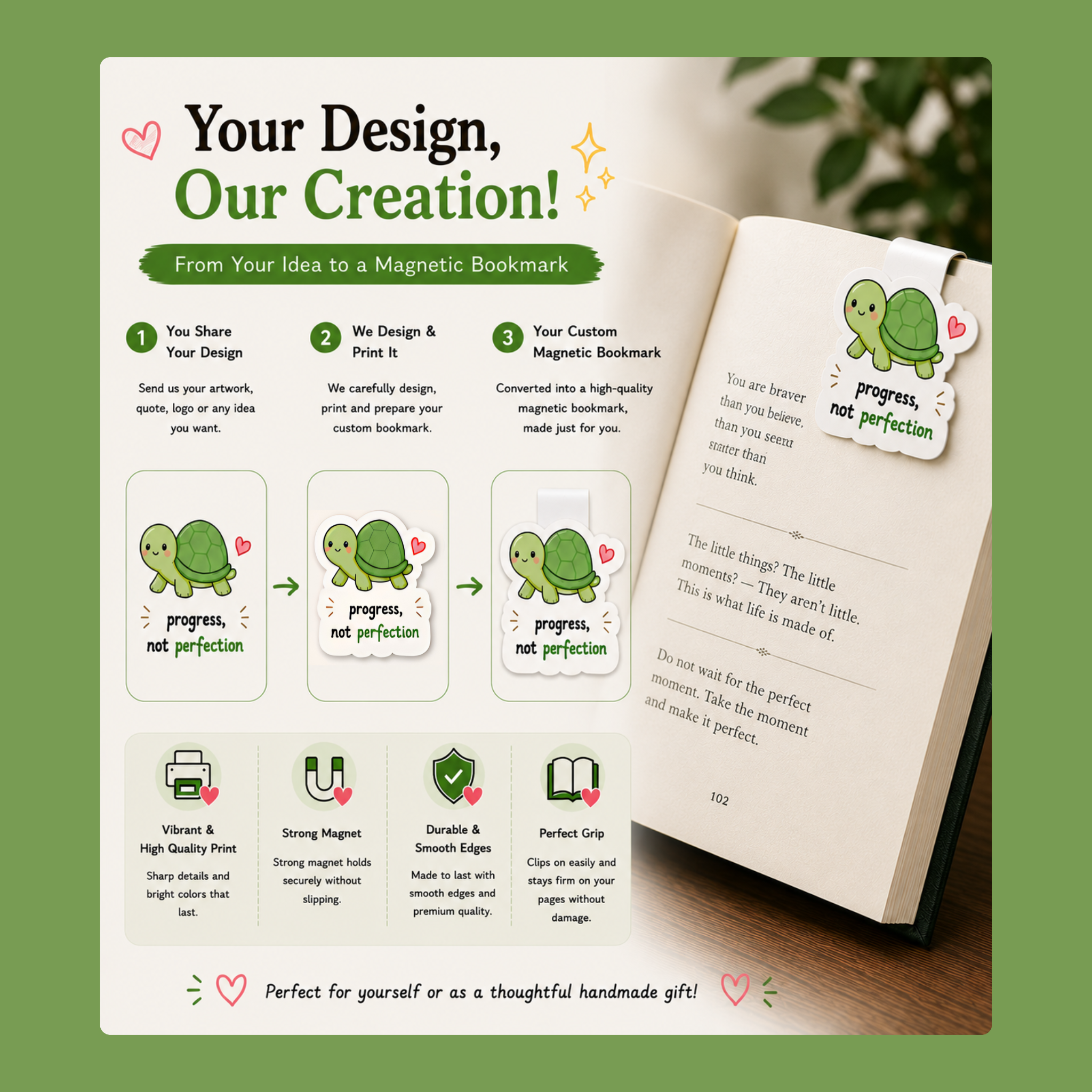 Personalized Magnetic Bookmark - Custom (Min. 2 Pieces)